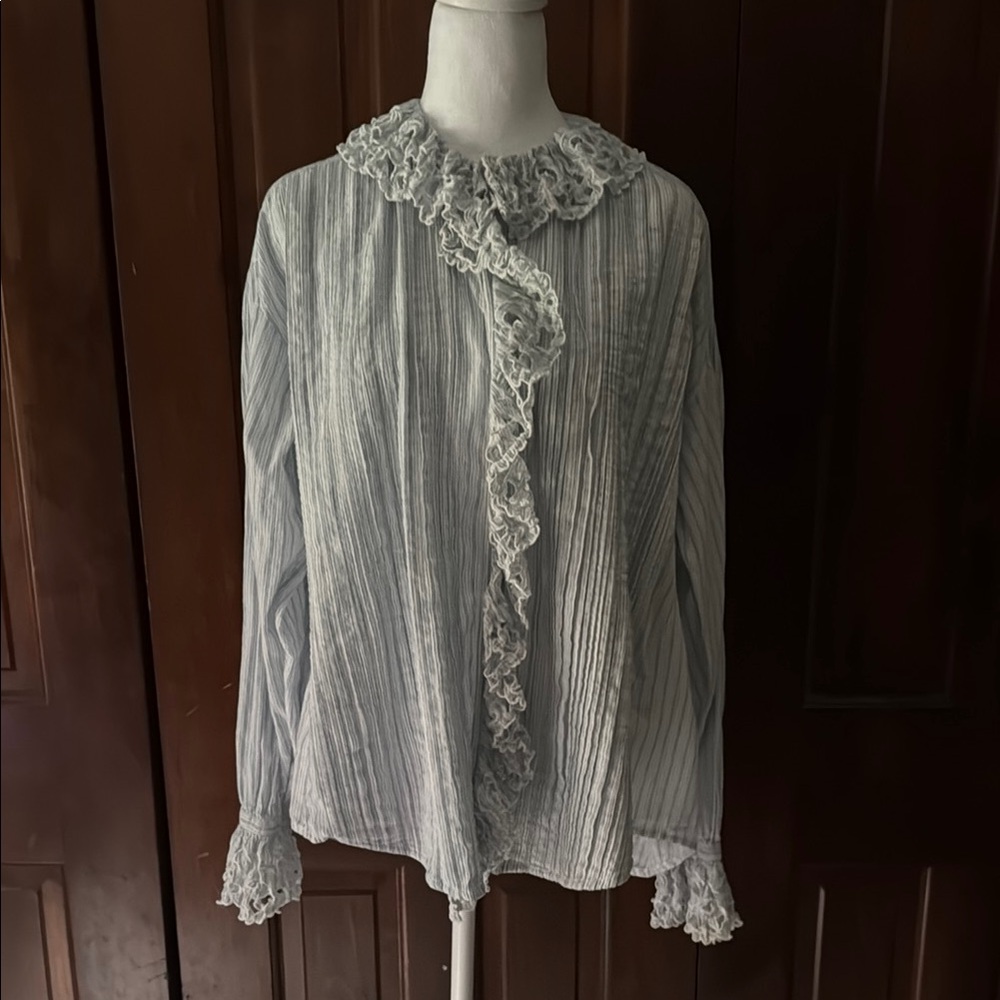 Laurence Bras Ruffled Striped Blouse